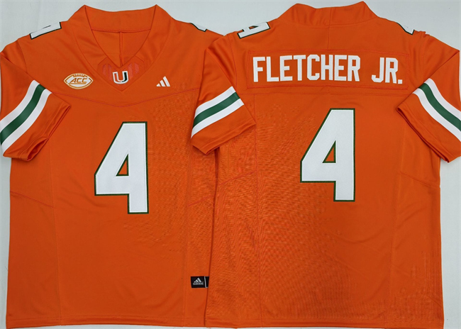 Men's Miami Hurricanes #4 Mark Fletcher Jr.  Orange F.U.S.E. 2026 Stitched Football Jersey